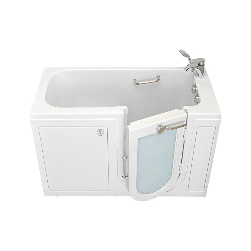 Ella Lounger 27"x60" Acrylic Soaking Walk-In-Bathtub, Left Outward Swing Door, Heated Seat, 2 Piece Fast Fill Faucet, 2" Dual Drain