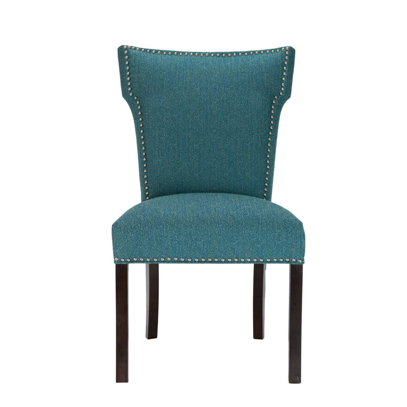 Chaise d'appoint rembourrée en bois massif Morris, Turquoise