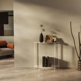 Acrylic Console Table, Half Moon, 29.5" Small Entryway Table, Clear Entry Table For Sofa, Foyer, Hallway, Living Room, Easy Assembly, 2 Tier, 11.8" D X 31.5" H