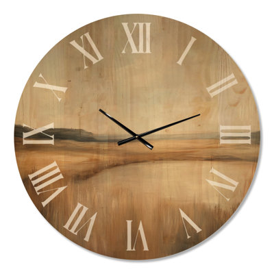 Oversized Sky Wooden Wall Clock – Vintage Minimalism Coastal Sunset Landscape