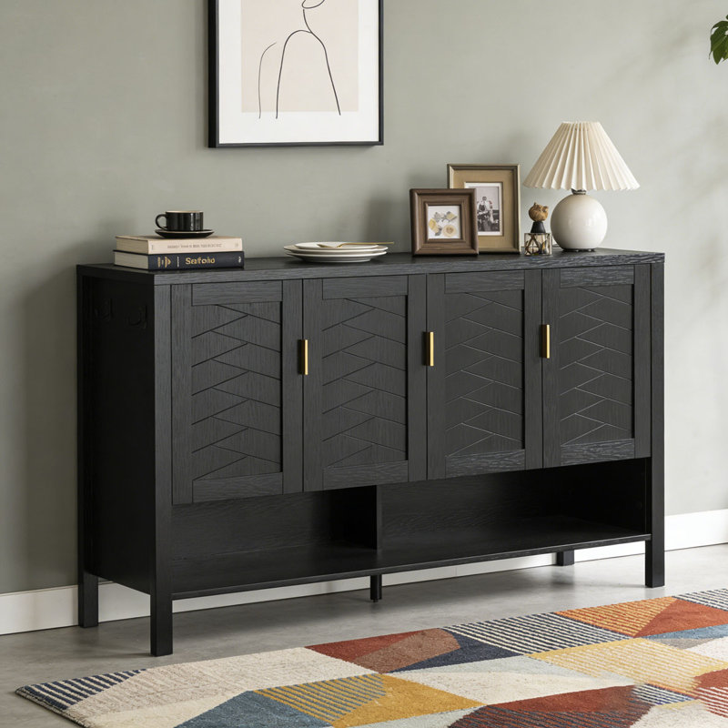 Buffet de rangement avec 4 portes, Noir