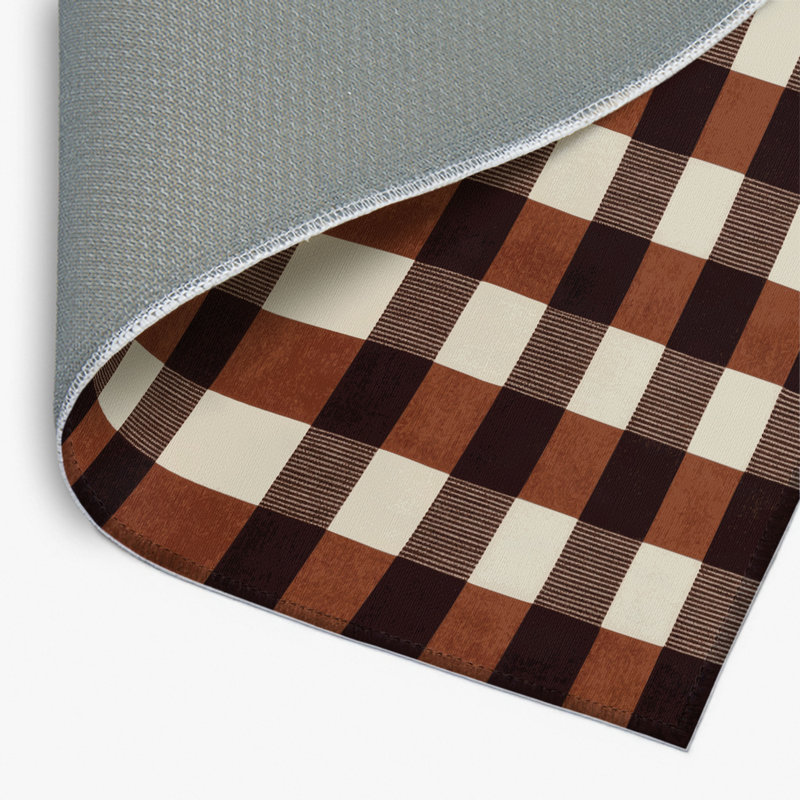 Tapis d'intérieur et d'extérieur à carreaux brun, Rectangulaire 2 pi x 3 pi