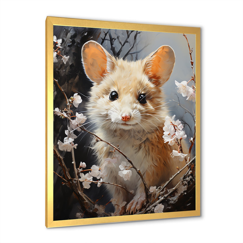 Curious Meadow Mouse - Art mural, Encadrement doré, H 20 po x l 12 po x P 1 po