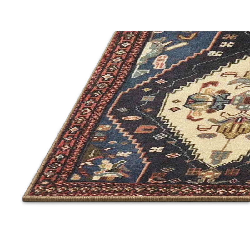Tapis beige/noir traditionnel, Rectangle 4 pi x 6 pi