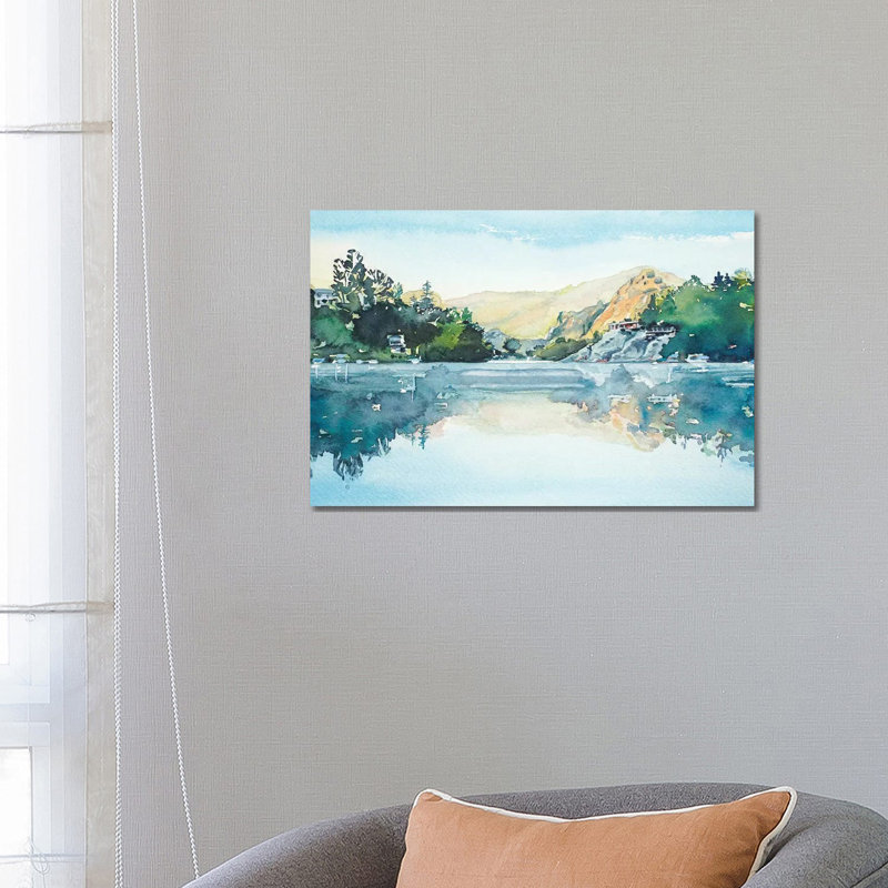 Frosty Morning - Malibou Lake by Luisa Millicent - Painting on Canvas, 45.72cm H x 66.04cm W x 3.81cm D, Wrapped Canvas
