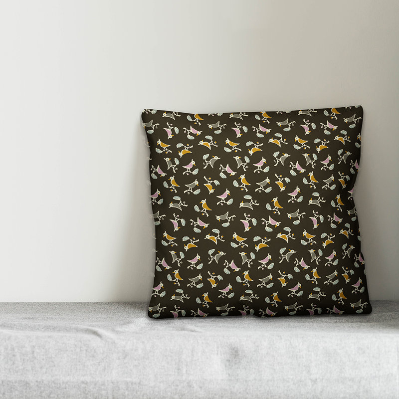 Songbird Geometric Reversible Throw Pillow, 18" x 18", Brown, Indoor