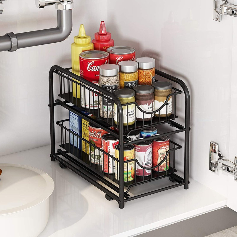 2 Tier Pull Out Under Sink Organizer with Sliding Storage Drawers