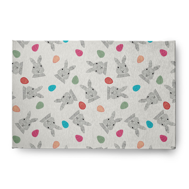 Tapis en chenille de Pâques Bunnies And Eggs, Rectangle 4 pi x 6 pi