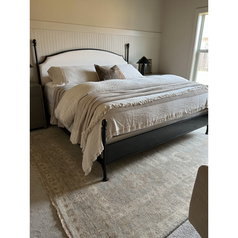 Oriental Hand-Knotted Wool Light Grey / Beige Area Rug, Rectangle 9' x 12'