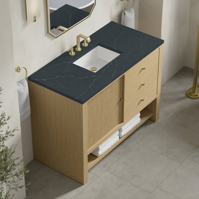 Marigot 48'' W Single Vanity, Charcoal Soapstone, 8" Widespread