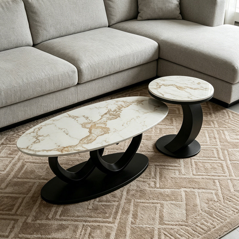 Table basse de salon Modern, Taupe, 16.53" H x 51.18" W x 27.55" D, Black