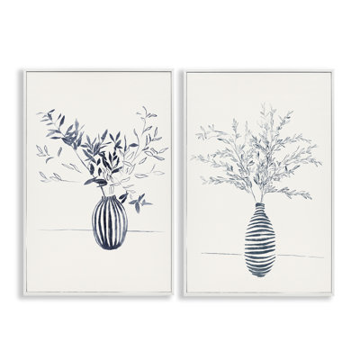 «Striped Floral Table Vase», ensemble de 2 giclées par Yuyu Pont