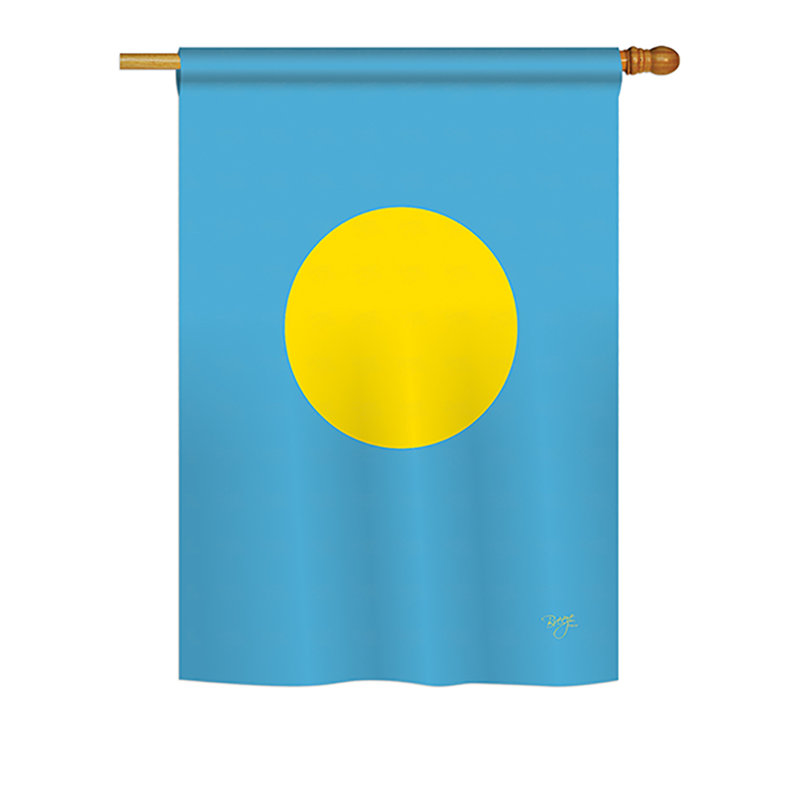 Drapeau maison en polyester 2 côtés palau, H 40 po x l 28 po
