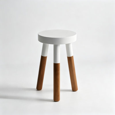 Modern Reverse Dipped Wood Plant Stand And Accent Stool Set, 3-Leg Nesting Side Table For Indoor And Outdoor Decor