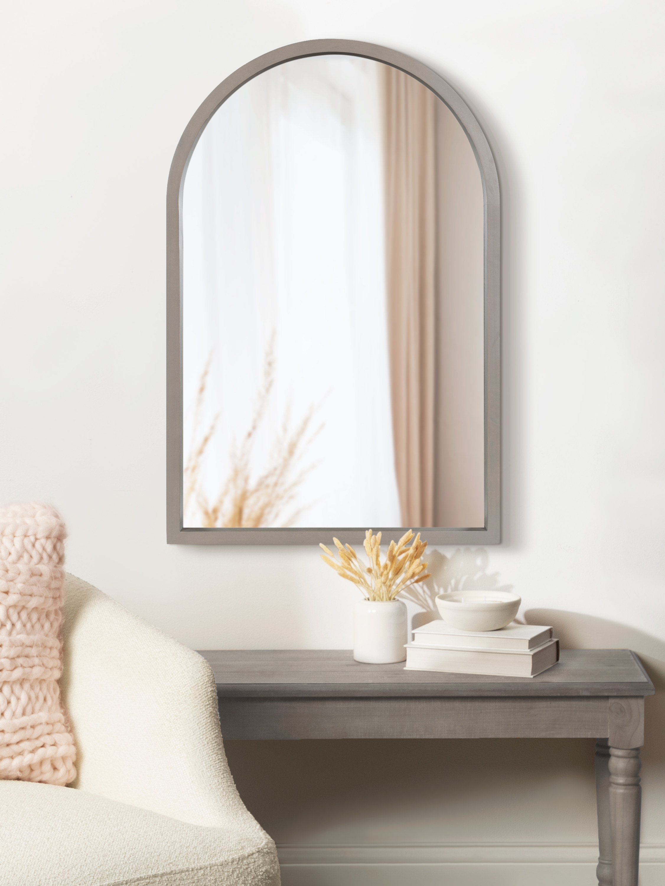 Skyeler Modern Wood Arched Accent Mirror | Ebern Designs