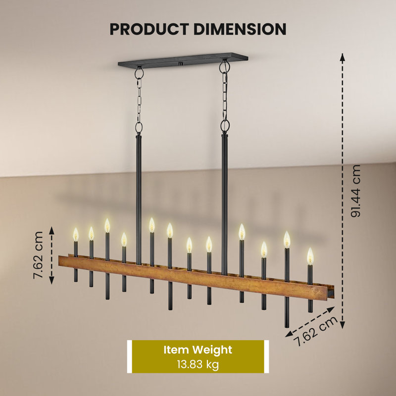 Lustre linéaire à douze lumières Hinkley, laiton vieilli