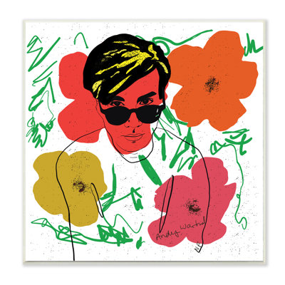 " Andy In Glasses Expressive Artist Abstract Flowers "