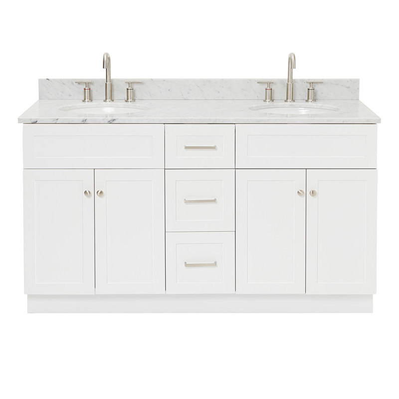 Ensemble de meuble-lavabo double 61 po Partham, Blanc