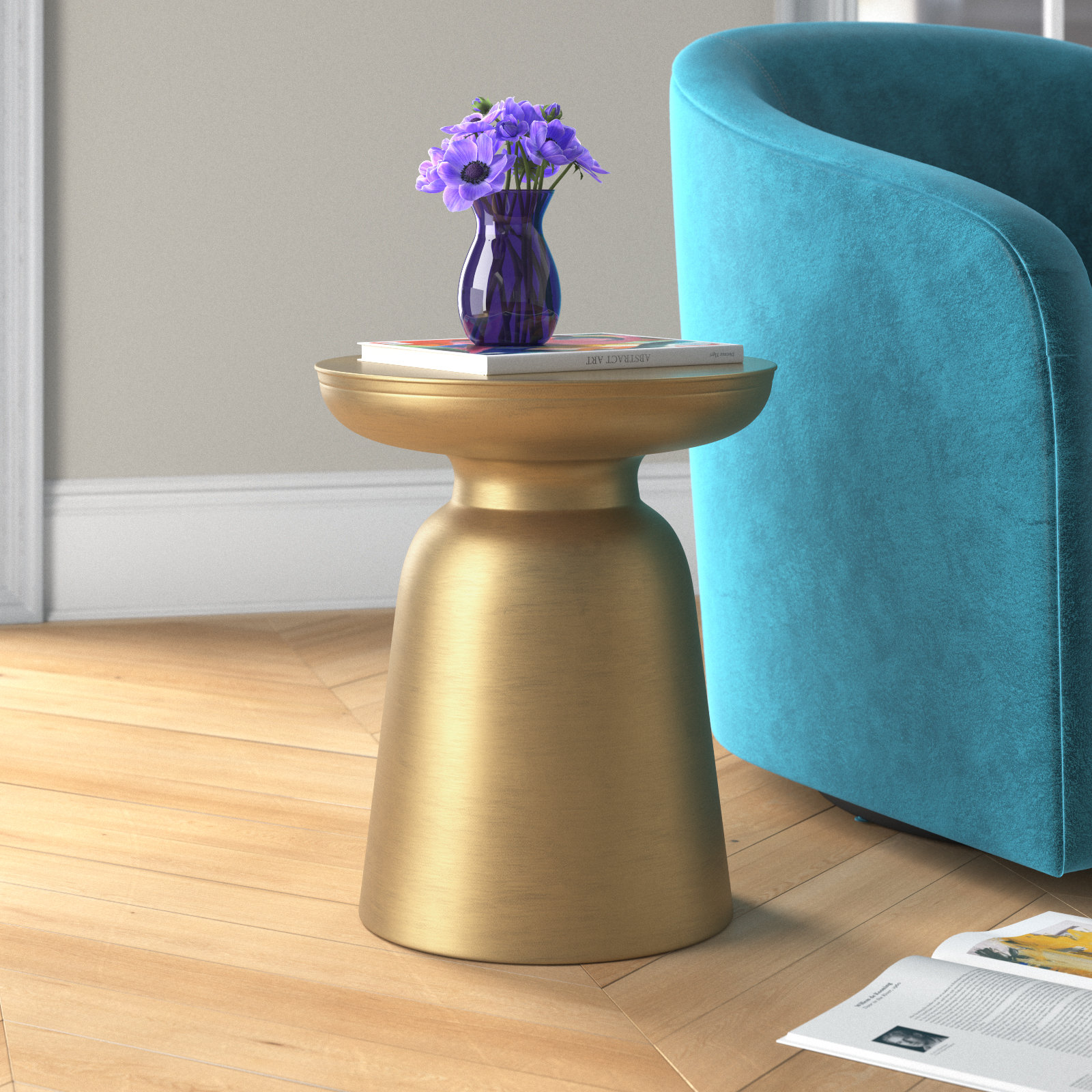 Willa Arlo Interiors Shenna Solid Golden Round Drum End Table & Reviews 