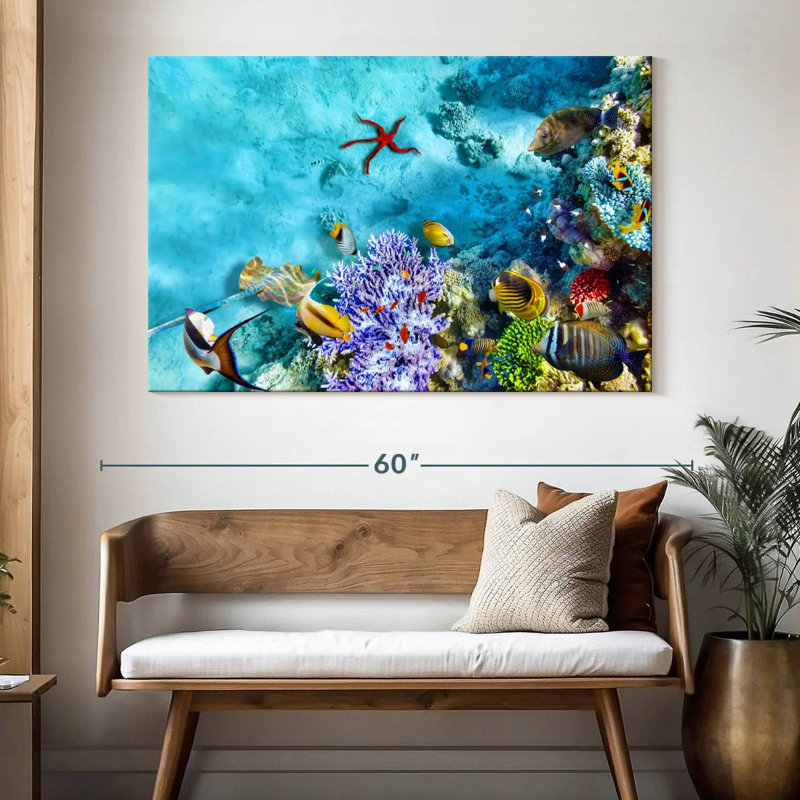 Life Underwater Scene, 34" H x 51" W