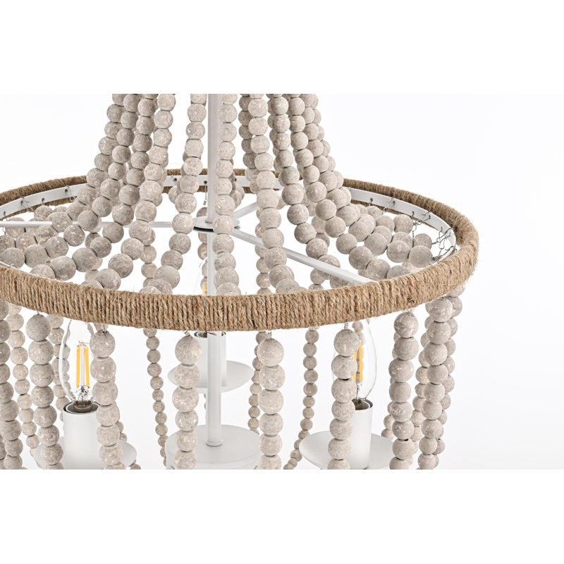 Luminaire suspendu perlé Hudson , Blanc antique