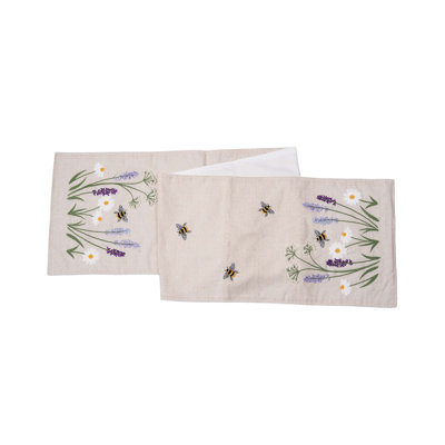 Lavender & Bee Garden Embroidered Table Runner