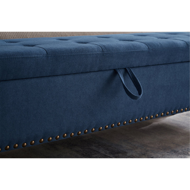 Banc avec repose-pieds 59 po avec rangement, Bleu