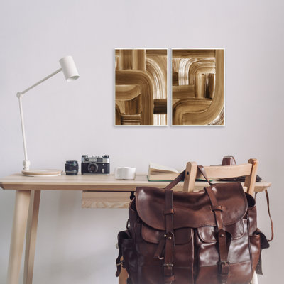 «Gentle Brown Brushstrokes», ensemble de 2 plaques murales par Grace Popp