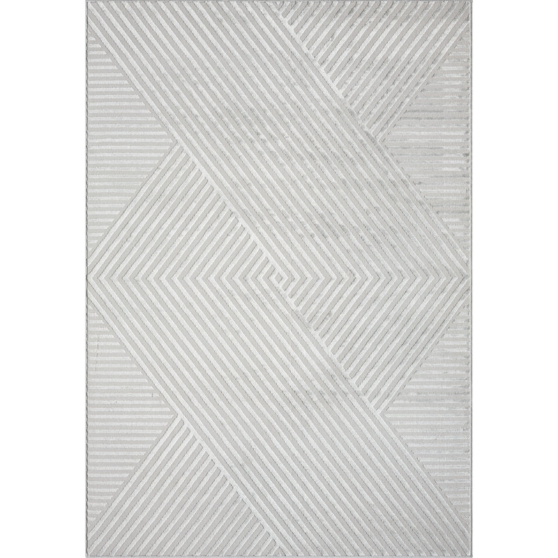 Abani Juwell NTL140B Grey Criss Cross Lines Area Rug, Rectangle 4' x 6'
