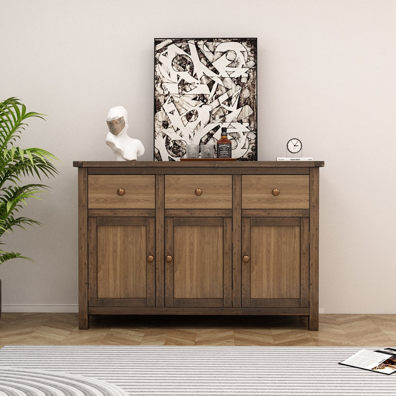 Buffet en bois massif (long), Chêne vieilli