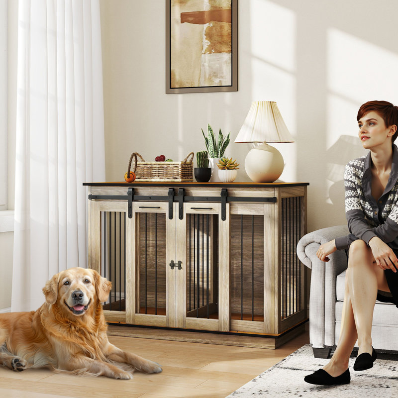 Dog Crate for Large Dogs Double Dog Cage for Small Dogs Oak Tone