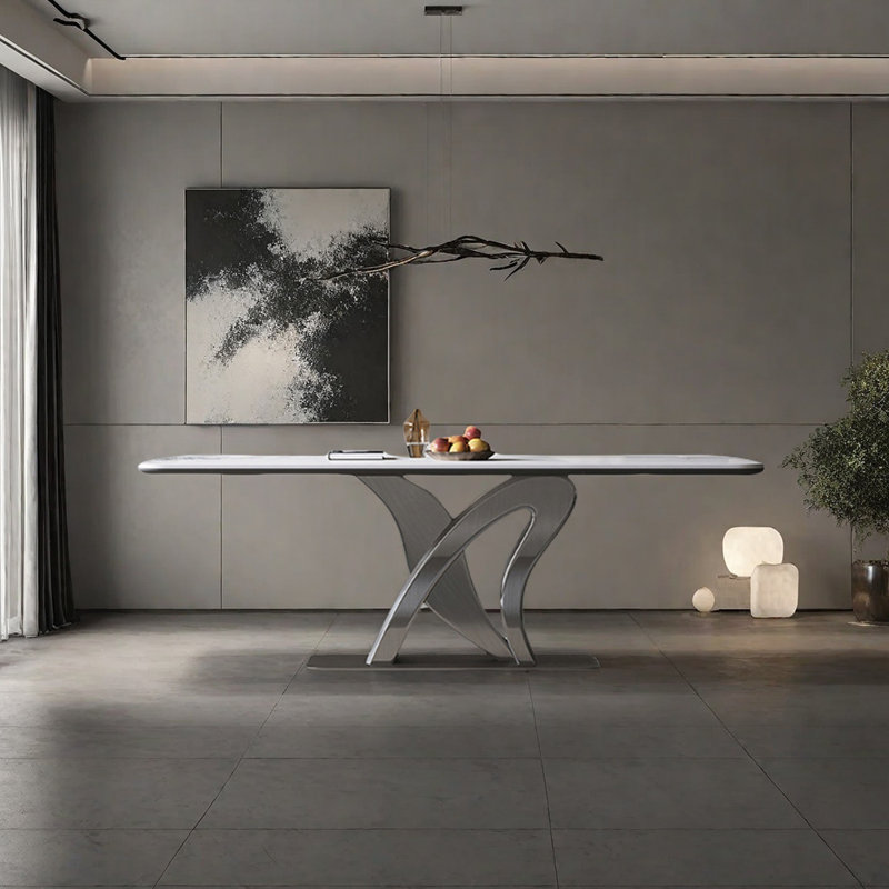 Table de salle à manger en forme de «N» en fritté, H 29,53 po x L 55,12 po x l 31,5 po