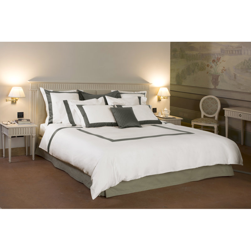 Aida Duvet Cover, King Duvet Cover, White/Lead Gray