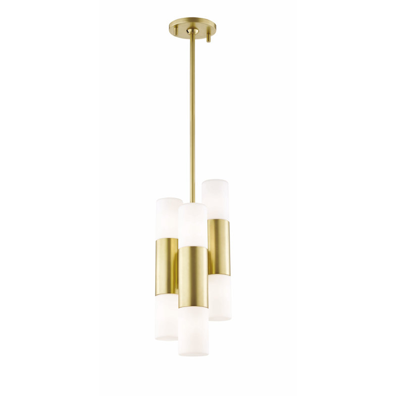 Lustre cylindrique unique à 6 lumières Otto, Laiton vieilli