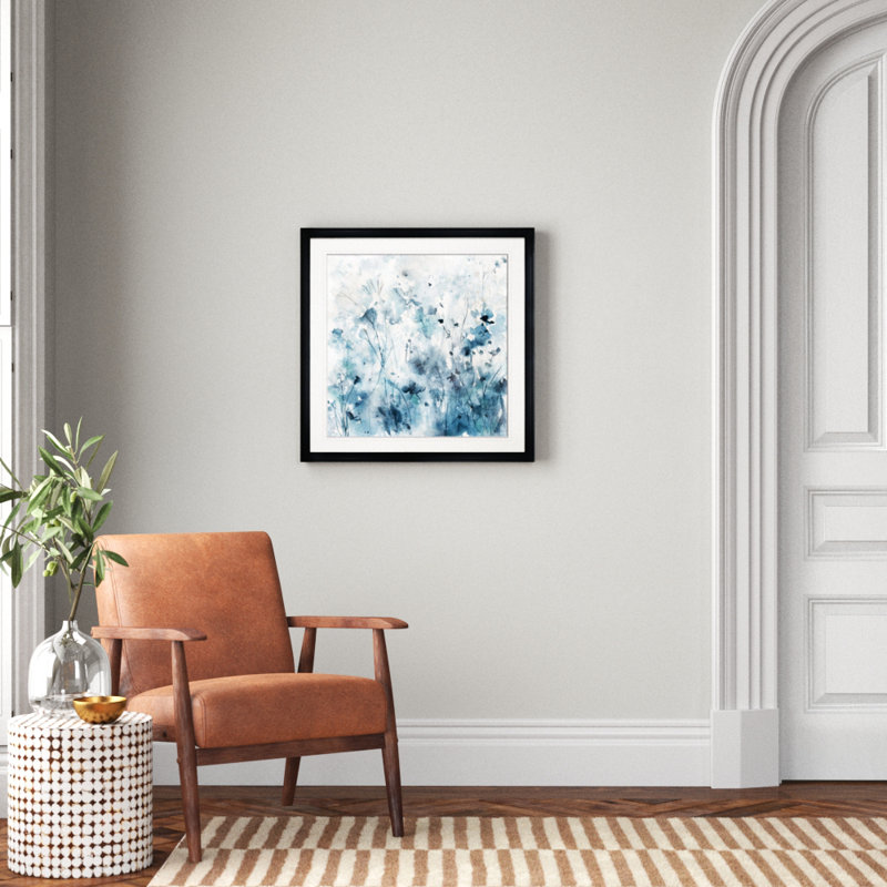 « Misty Wildflower Morning », reproduction d'art sur toile, H 28 po x l 28 po x P 1,5 po, Cadre noir