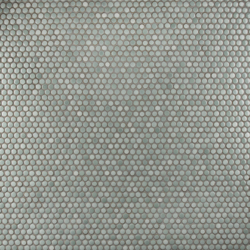 Hudson Penny Round 11-7/8 " x 12-5/8 " Porcelain Mosaic Floor & Wall Tile, Mint Green