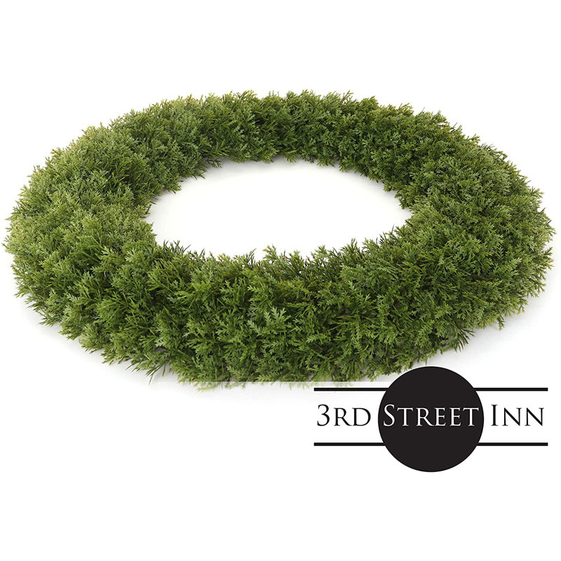 20.5" Green Cypress Front Door Wreath with Realistic Foliage
