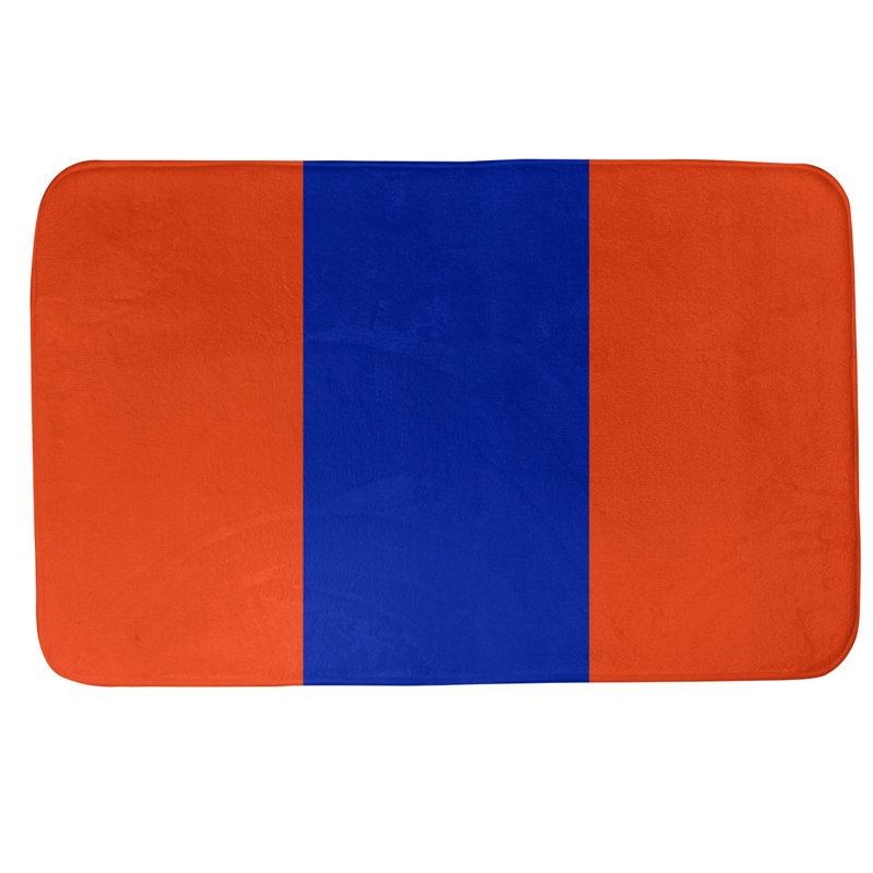 Non-Slip Bath Rug, 17" W x 24" L, Orange/Blue Middle