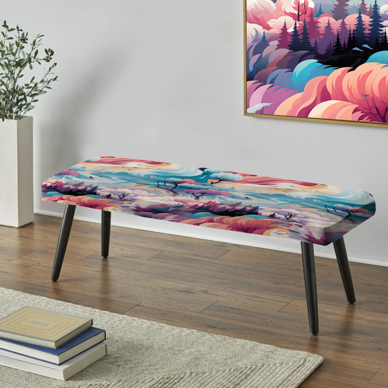 Bleu et rose Nomad Landscape - Banc rembourré noir abstrait
