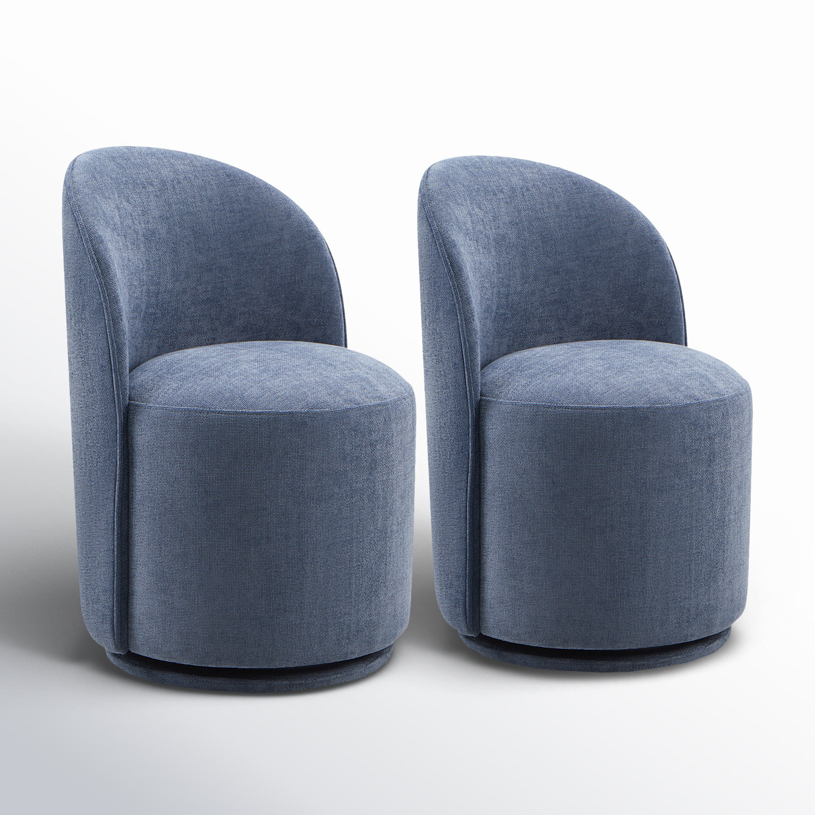 Sharlene Swivel Dining Chair, Joyce Navy Performance Basketweave