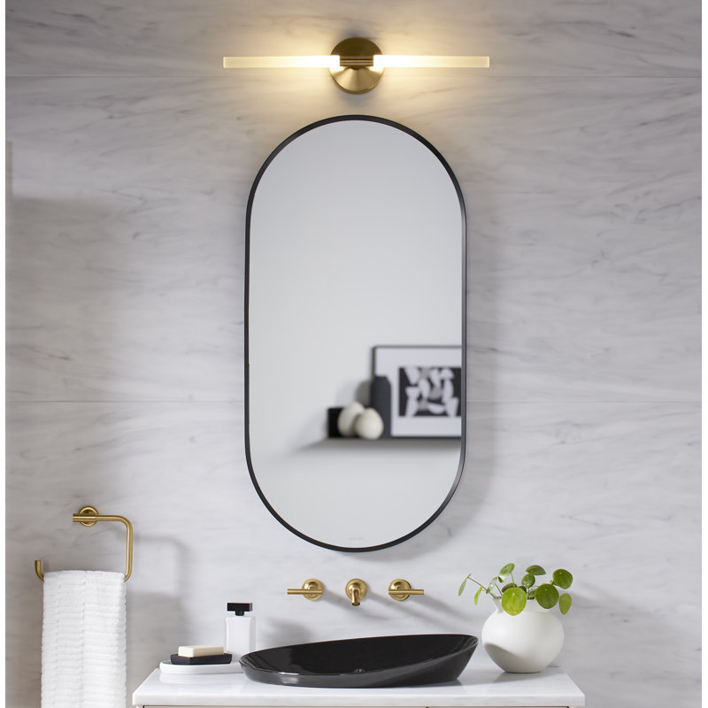 Miroir de salle de bain avec miroir Essential, Noir mat, 36 po x 18 po