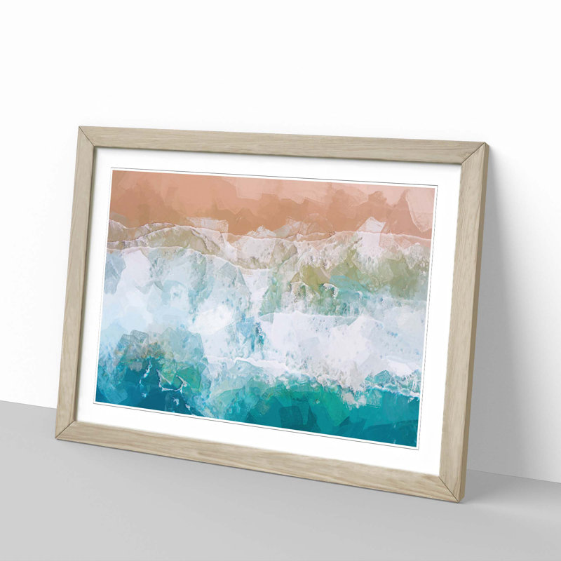 Beach Waves in Australia in Abstract - Picture Frame Graphic Art Print, Oak Framed, 48cm H x 65cm W x 2cm D