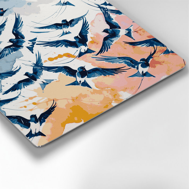 «Birds Welcome Swallow», art mural en métal gris, H 144 po x l 144 po x P 0,05 po