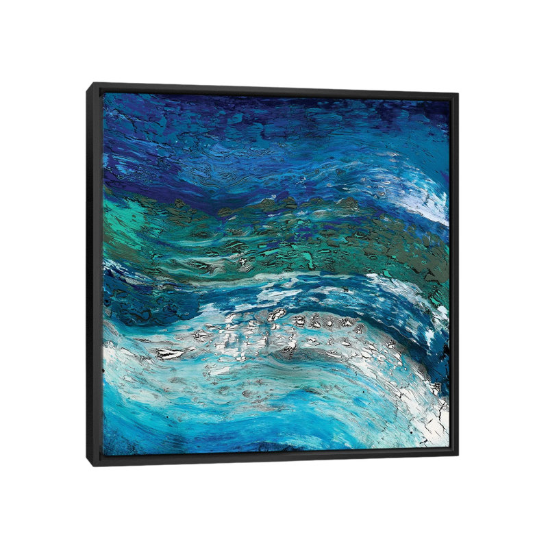 «Wave After Wave II», reproduction d'art sur toile, H 18 po x l 18 po x P 1,5 po, Toile avec cadre noir, Pas de tapis