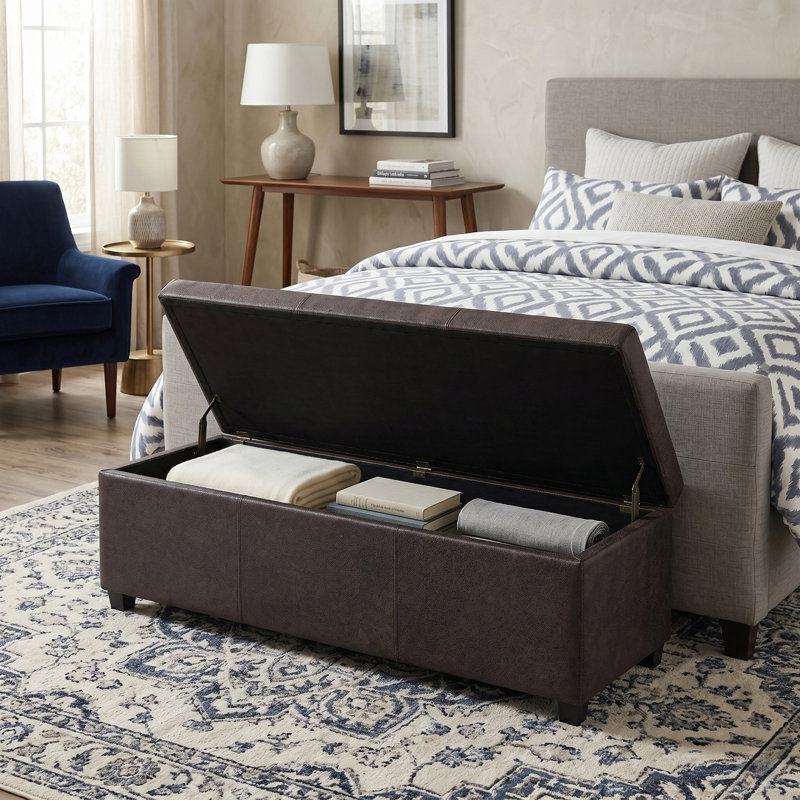 Banc de rangement avec repose-pieds avec rangement caché Avalon, Brun délavé