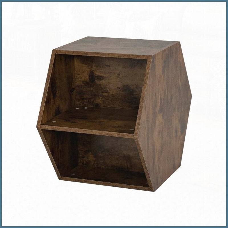 Table basse hexagonale aspect bois antique 2 pièces, salon de 47,24 po avec surface facile à nettoyer