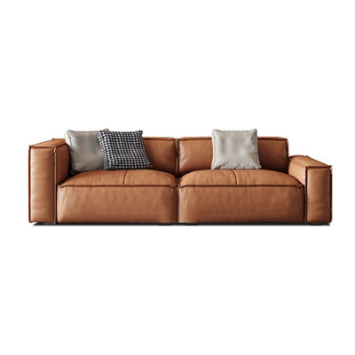 Orange Genuine Leather Modular Sofa cushion Loveseat