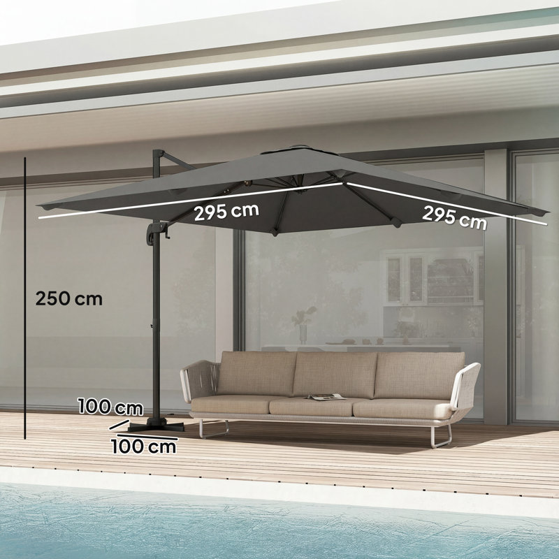 295cm Cantilever Parasol, Grey