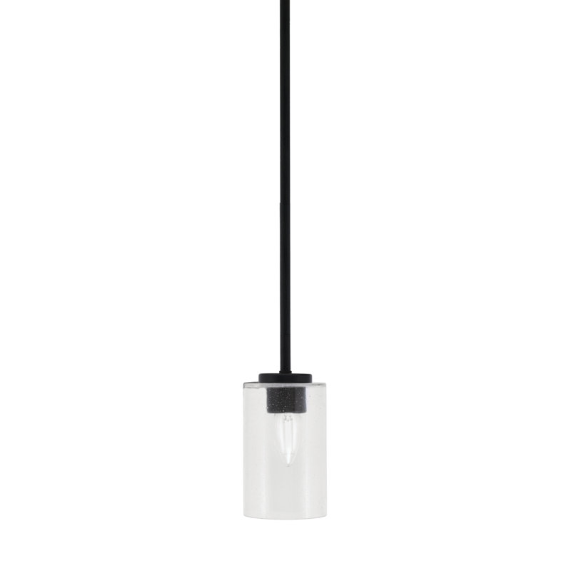 Mini-luminaire suspendu 1 lumière Amarmula, finition noir mat, verre onyx 5,75 po, Clair