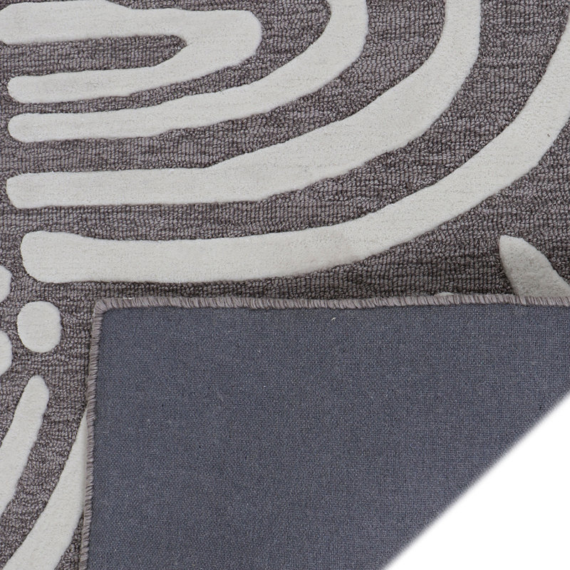 Abstract Area Rug in Gray/White, Runner 2'6" x 9'